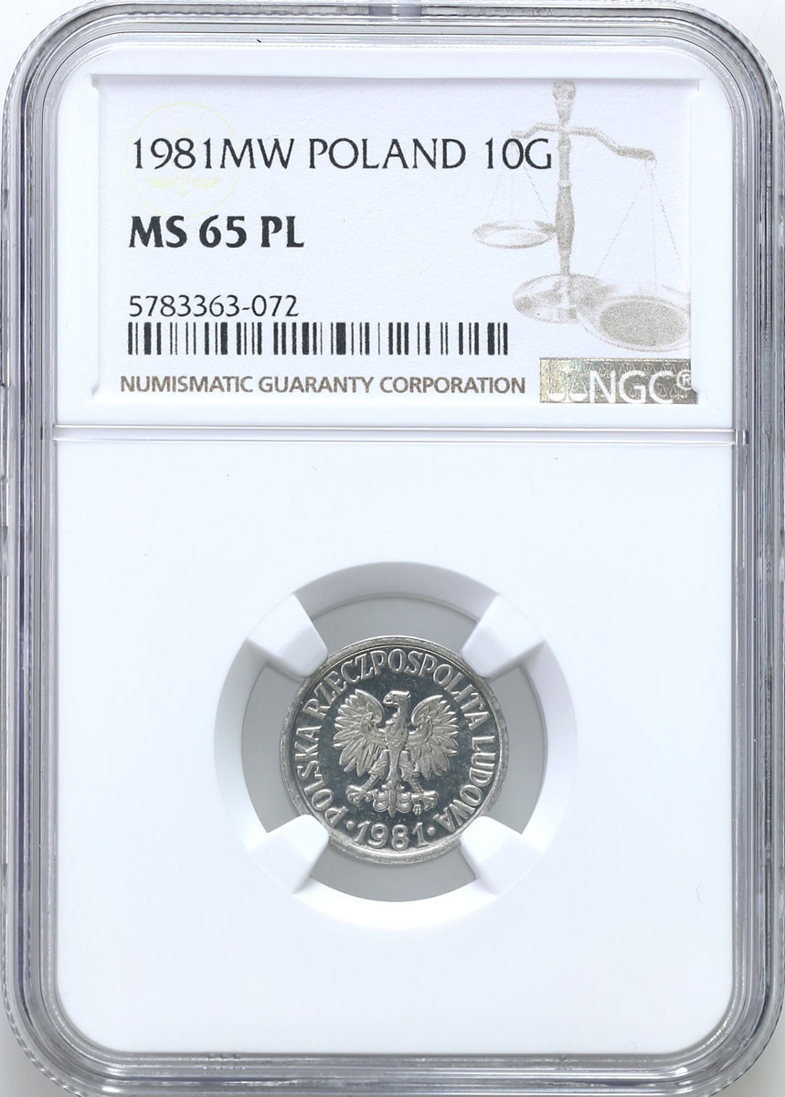 PRL. 10 groszy 1981 Aluminium NGC MS65 PL (Proof like) (2MAX)